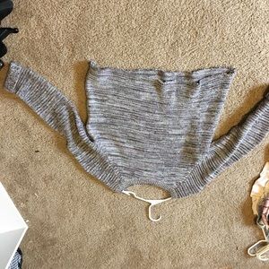 Cropped gray and rainbow knitted sweater